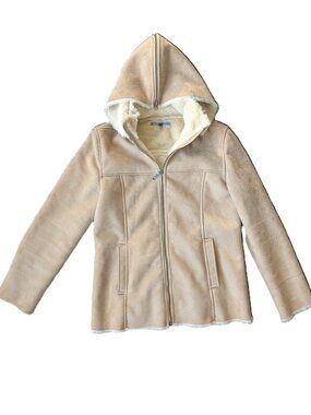 Smart Set Faux Suede Sherpa Jacket with Hood | Medium